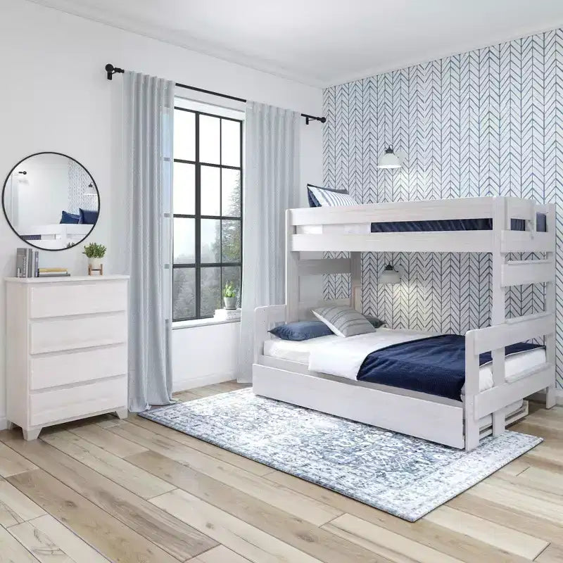 Plank+Beam Solid Wood Farmhouse Twin over Full Bunk Bed Bed with Trundle