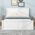 Letto a Piattaforma in Legno con Quattro Cassetti Contenitori e Piedini di Supporto
