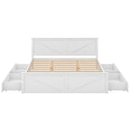 Letto a Piattaforma in Legno con Quattro Cassetti Contenitori e Piedini di Supporto