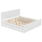 Letto a Piattaforma in Legno con Quattro Cassetti Contenitori e Piedini di Supporto
