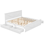 Letto a Piattaforma in Legno con Quattro Cassetti Contenitori e Piedini di Supporto