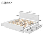 Letto a Piattaforma in Legno con Quattro Cassetti Contenitori e Piedini di Supporto