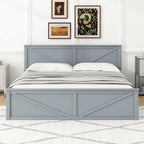 Letto a Piattaforma in Legno con Quattro Cassetti Contenitori e Piedini di Supporto