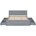 Letto a Piattaforma in Legno con Quattro Cassetti Contenitori e Piedini di Supporto