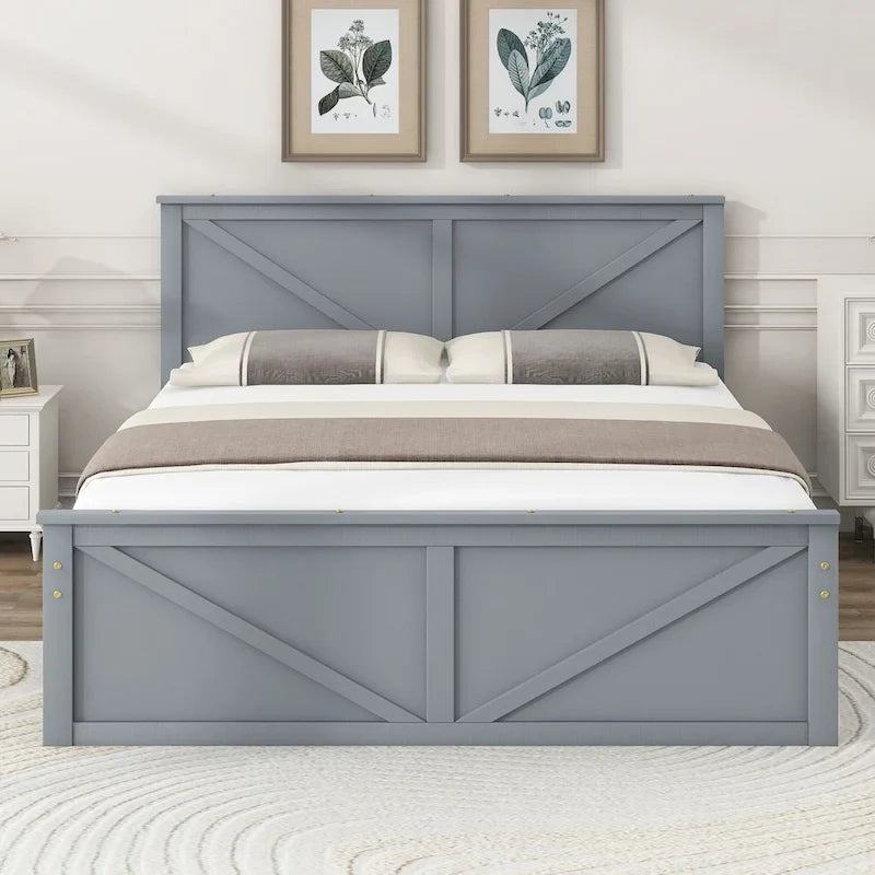 Letto a Piattaforma in Legno con Quattro Cassetti Contenitori e Piedini di Supporto