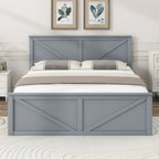 Letto a Piattaforma in Legno con Quattro Cassetti Contenitori e Piedini di Supporto