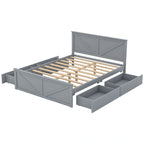 Letto a Piattaforma in Legno con Quattro Cassetti Contenitori e Piedini di Supporto