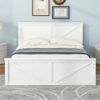Letto a Piattaforma in Legno con Quattro Cassetti Contenitori e Piedini di Supporto