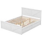 Letto a Piattaforma in Legno con Quattro Cassetti Contenitori e Piedini di Supporto