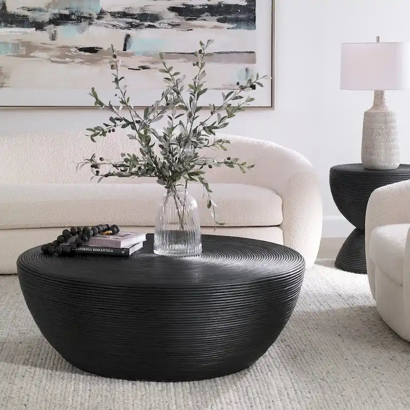 Tavolino da caffè Uttermost Bongo Black Rattan - 44L x 16A x 44P