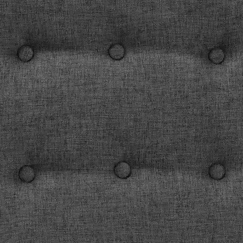 Sgabello/Poggiapiedi Jeanine Japandi in Tessuto Grigio Scuro e Legno Finitura Noce