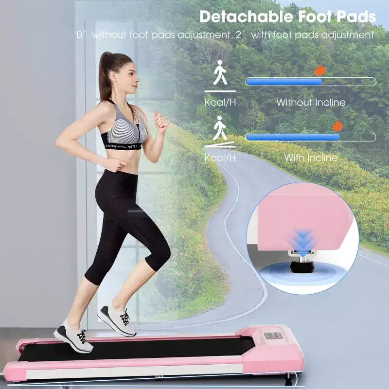 Tapis Roulant Costway 0.6-3.8MPH da Sottoscrivania con Telecomando e Display a LED Nero/Rosa/Bianco/Grigio