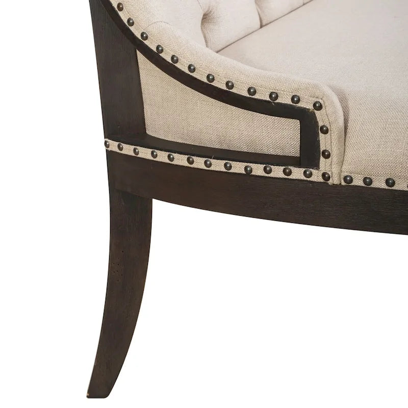 Americana Farmhouse Black Upholstered Shelter Dining Bench