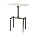 Tavolino da salotto Preston con ripiano in marmo bianco e base rettangolare in metallo dorato - 17,3L x 11,3P x 22,8A