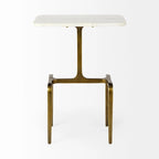 Tavolino da salotto Preston con ripiano in marmo bianco e base rettangolare in metallo dorato - 17,3L x 11,3P x 22,8A