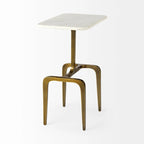 Tavolino da salotto Preston con ripiano in marmo bianco e base rettangolare in metallo dorato - 17,3L x 11,3P x 22,8A