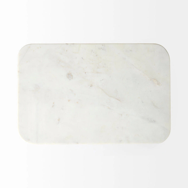 Tavolino da salotto Preston con ripiano in marmo bianco e base rettangolare in metallo dorato - 17,3L x 11,3P x 22,8A
