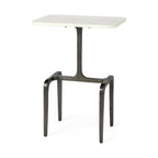 Tavolino da salotto Preston con ripiano in marmo bianco e base rettangolare in metallo dorato - 17,3L x 11,3P x 22,8A
