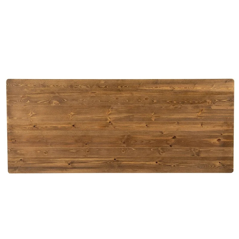 7' x 40 Rectangular Antique Rustic Solid Pine Folding Dining Table