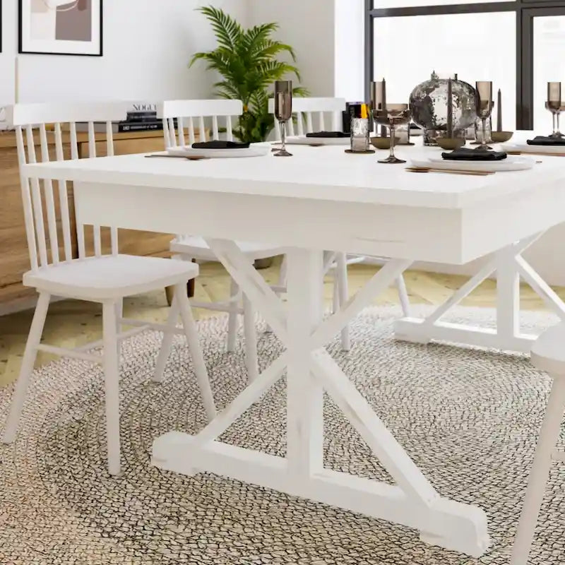 7' x 40 Rectangular Antique Rustic Solid Pine Folding Dining Table
