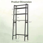 Costway Over The Toilet Storage Shelf 3-Tier Free Standing Above Toilet Rack Stand 2 Side HooksWhite/Black