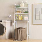 Costway Over The Toilet Storage Shelf 3-Tier Free Standing Above Toilet Rack Stand 2 Side HooksWhite/Black
