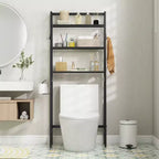 Costway Over The Toilet Storage Shelf 3-Tier Free Standing Above Toilet Rack Stand 2 Side HooksWhite/Black