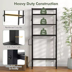 Costway Over The Toilet Storage Shelf 3-Tier Free Standing Above Toilet Rack Stand 2 Side HooksWhite/Black