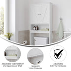 Farmhouse Over the Toilet Cabinet with Shelves and Magnetic Closure Doors