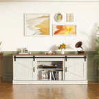 67" Rustic Brown TV Stand with Sliding Barn Door for 75" TV