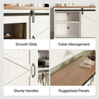 67" Rustic Brown TV Stand with Sliding Barn Door for 75" TV