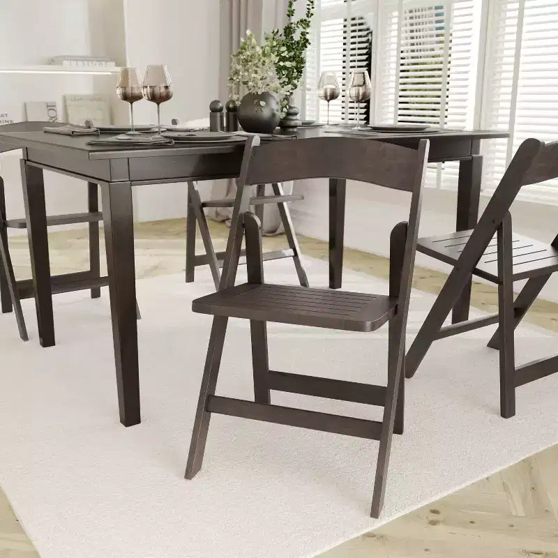 Emma and Oliver Set of 2 Solid Wood Foldable Dining Chairs