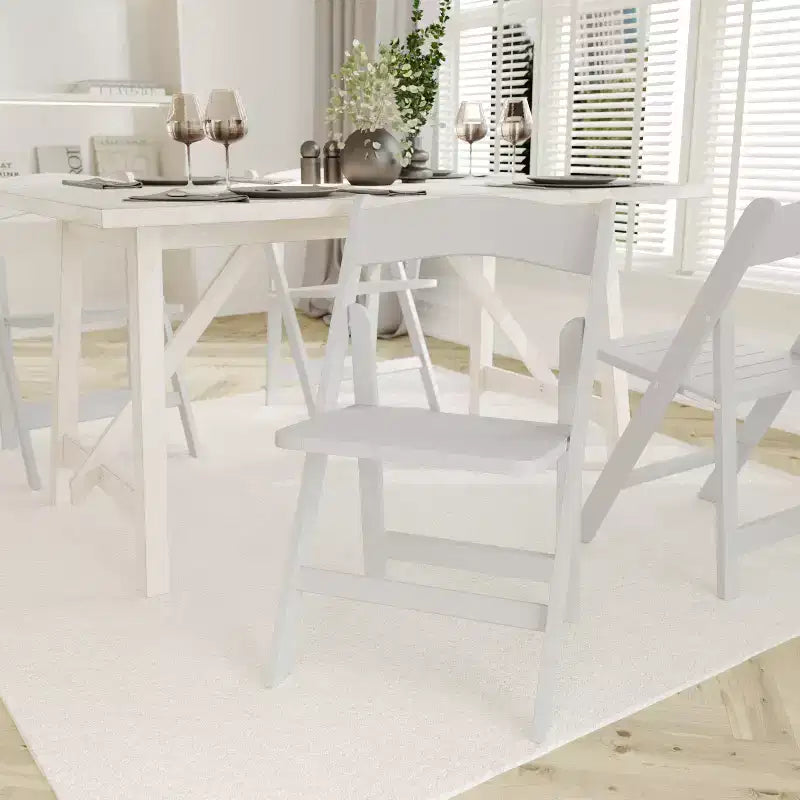 Emma and Oliver Set of 2 Solid Wood Foldable Dining Chairs