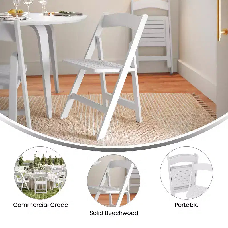 Emma and Oliver Set of 2 Solid Wood Foldable Dining Chairs