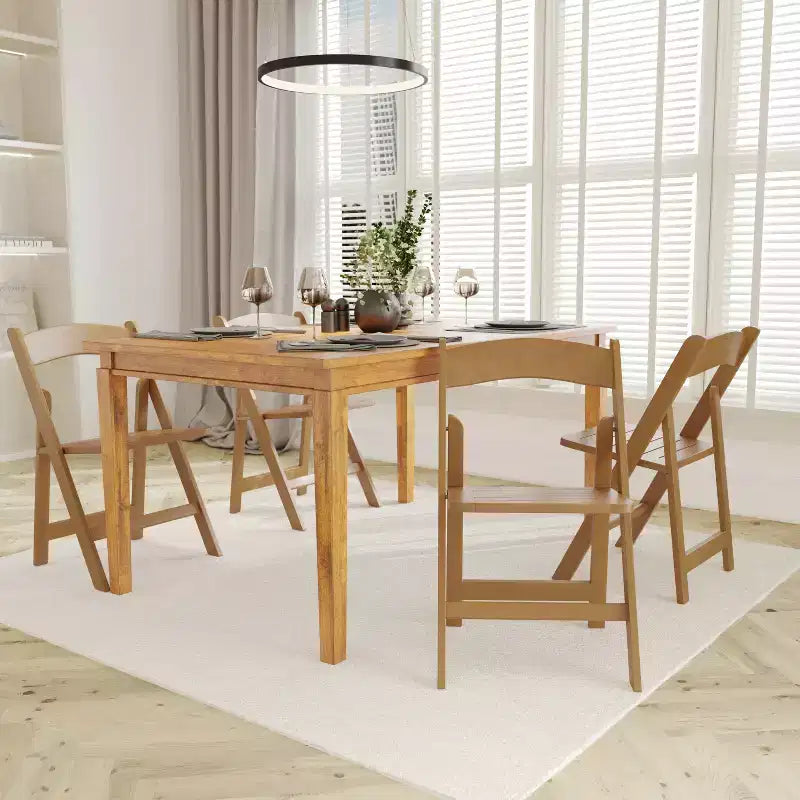 Emma and Oliver Set of 2 Solid Wood Foldable Dining Chairs