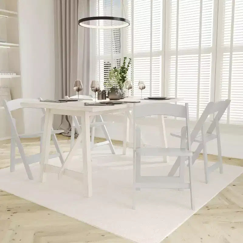 Emma and Oliver Set of 2 Solid Wood Foldable Dining Chairs