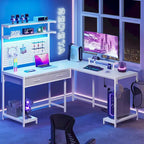Scrivania da gioco a L con pannello forato, cassetti e supporto per monitor