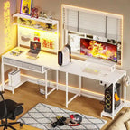 Scrivania da gioco a L con pannello forato, cassetti e supporto per monitor