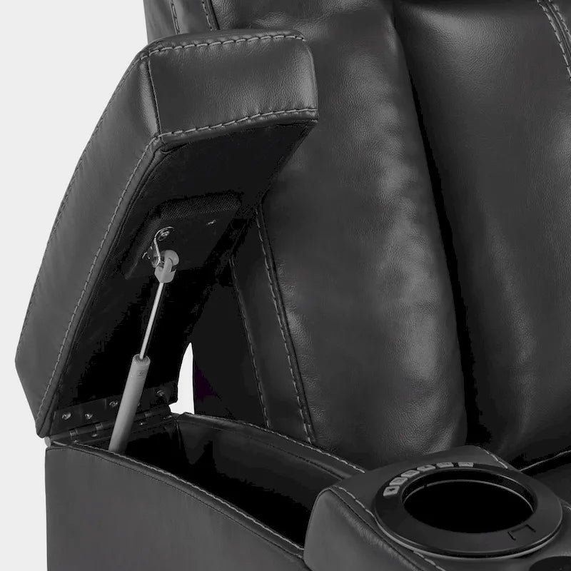 MCombo Power Recliner Chair, Home Theater Seating with Adjustable Headrest and Tray Table, Breathable Leather HTS422
