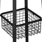 VECELO Freestanding Industrial Coat Rack with Metal Basket, 2 Shelves & 8 Dual Hooks  Entryway Hall Tree for Hats, Bags, and Scarves