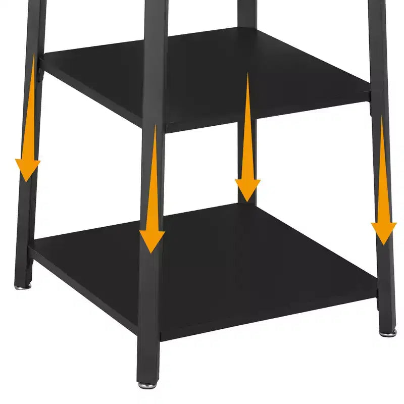 VECELO Freestanding Industrial Coat Rack with Metal Basket, 2 Shelves & 8 Dual Hooks  Entryway Hall Tree for Hats, Bags, and Scarves