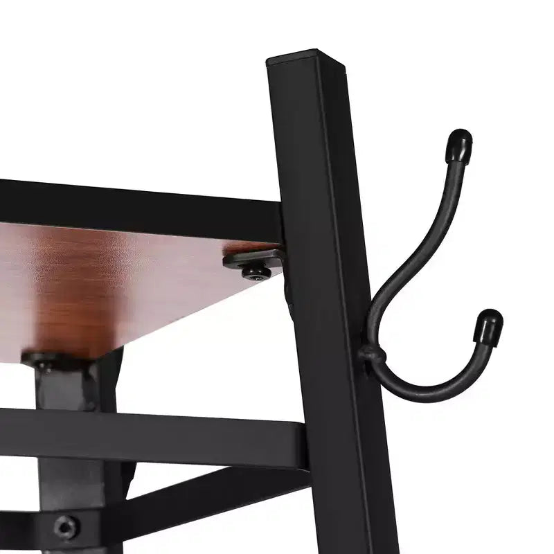 VECELO Freestanding Industrial Coat Rack with Metal Basket, 2 Shelves & 8 Dual Hooks  Entryway Hall Tree for Hats, Bags, and Scarves