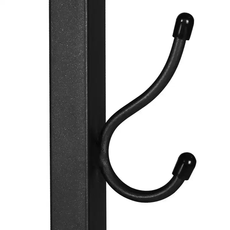 VECELO Freestanding Industrial Coat Rack with Metal Basket, 2 Shelves & 8 Dual Hooks  Entryway Hall Tree for Hats, Bags, and Scarves
