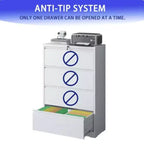 File Cabinet With 4 Drawers, Lock, 2 Keys, Quiet Storage Space Lockable Metal File Cabinet For Home Office, Files Legal, Letter, A4, F4 Size