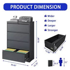 File Cabinet With 4 Drawers, Lock, 2 Keys, Quiet Storage Space Lockable Metal File Cabinet For Home Office, Files Legal, Letter, A4, F4 Size