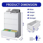 File Cabinet With 4 Drawers, Lock, 2 Keys, Quiet Storage Space Lockable Metal File Cabinet For Home Office, Files Legal, Letter, A4, F4 Size