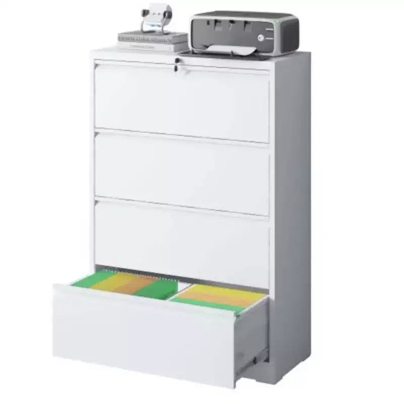 File Cabinet With 4 Drawers, Lock, 2 Keys, Quiet Storage Space Lockable Metal File Cabinet For Home Office, Files Legal, Letter, A4, F4 Size