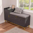 VECELO Storage Bench, 2-Tier Flip Drawers for Entryway Shoe Rack Organizer, Removable Seat Cushion