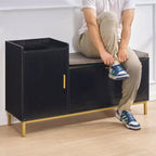 VECELO Storage Bench, 2-Tier Flip Drawers for Entryway Shoe Rack Organizer, Removable Seat Cushion