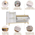 VECELO Storage Bench, 2-Tier Flip Drawers for Entryway Shoe Rack Organizer, Removable Seat Cushion